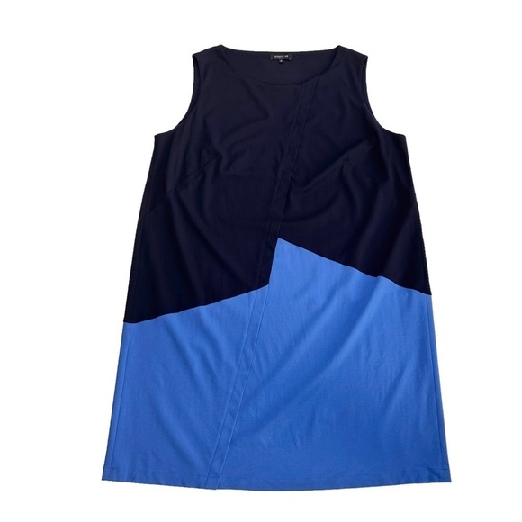 Lafayette 148 colorblock navy blue knit stretchy shift dress New York 3X plus - Picture 5 of 11